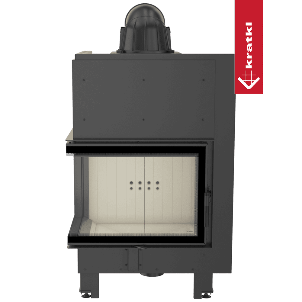 Kamineinsatz aus Stahl KRATKI MBZ links 13 kW Ø 200 gebogenes Glas