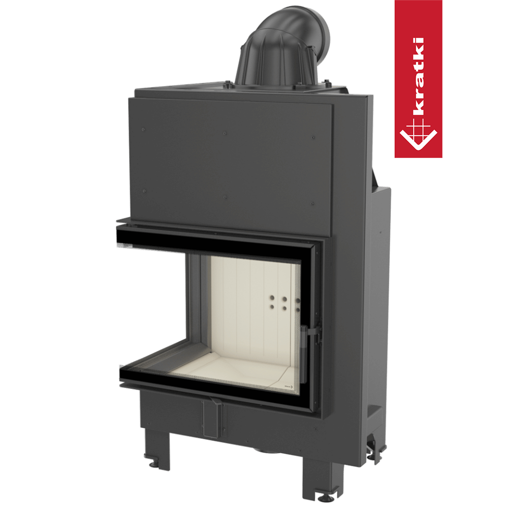 Kamineinsatz aus Stahl KRATKI MBZ links 13 kW Ø 200 gebogenes Glas