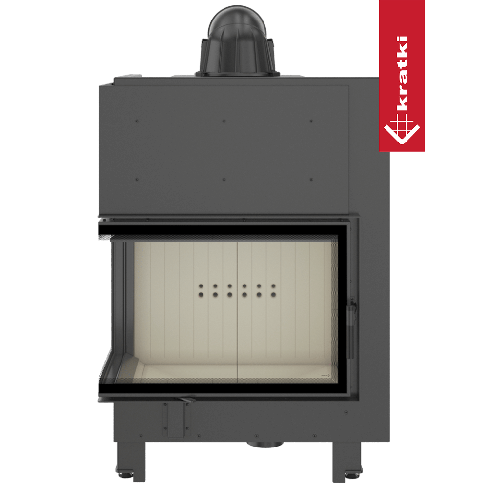 Kamineinsatz aus Stahl KRATKI MBA links 17 kW Ø 200 gebogenes Glas