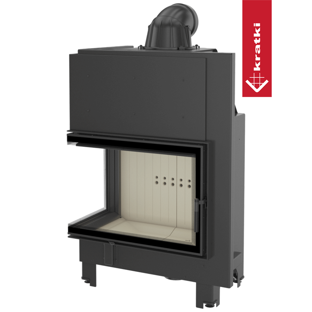 Kamineinsatz aus Stahl KRATKI MBA links 17 kW Ø 200 gebogenes Glas