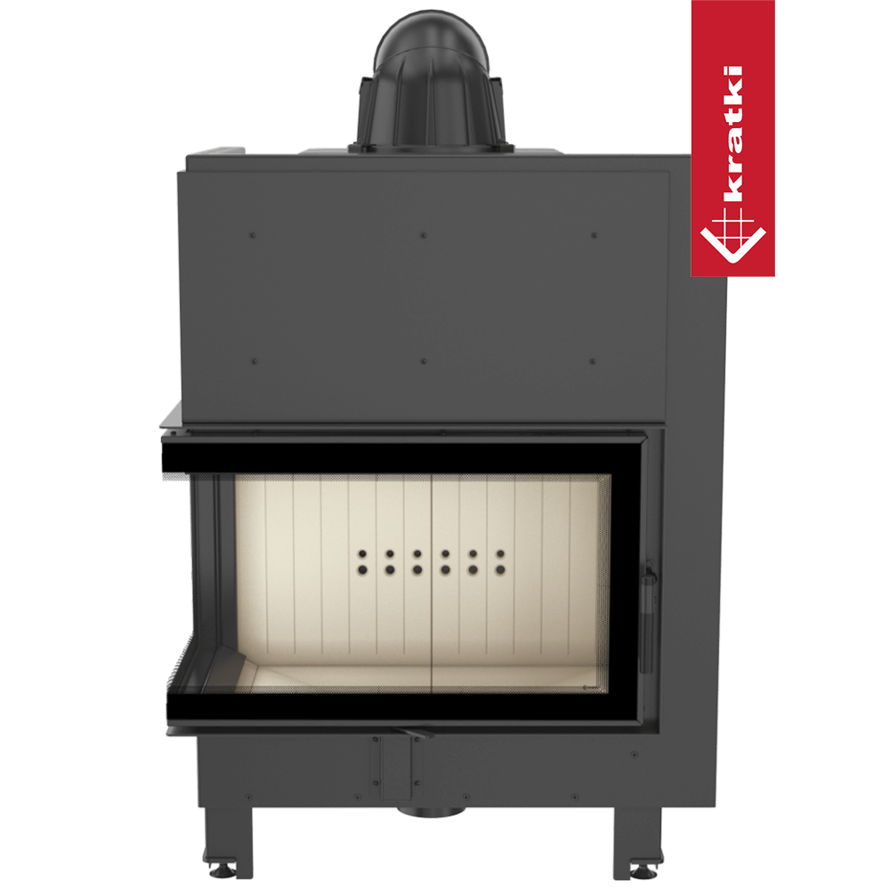 Kamineinsatz aus Stahl KRATKI MBO links 15 kW Ø 200 gebogenes Glas