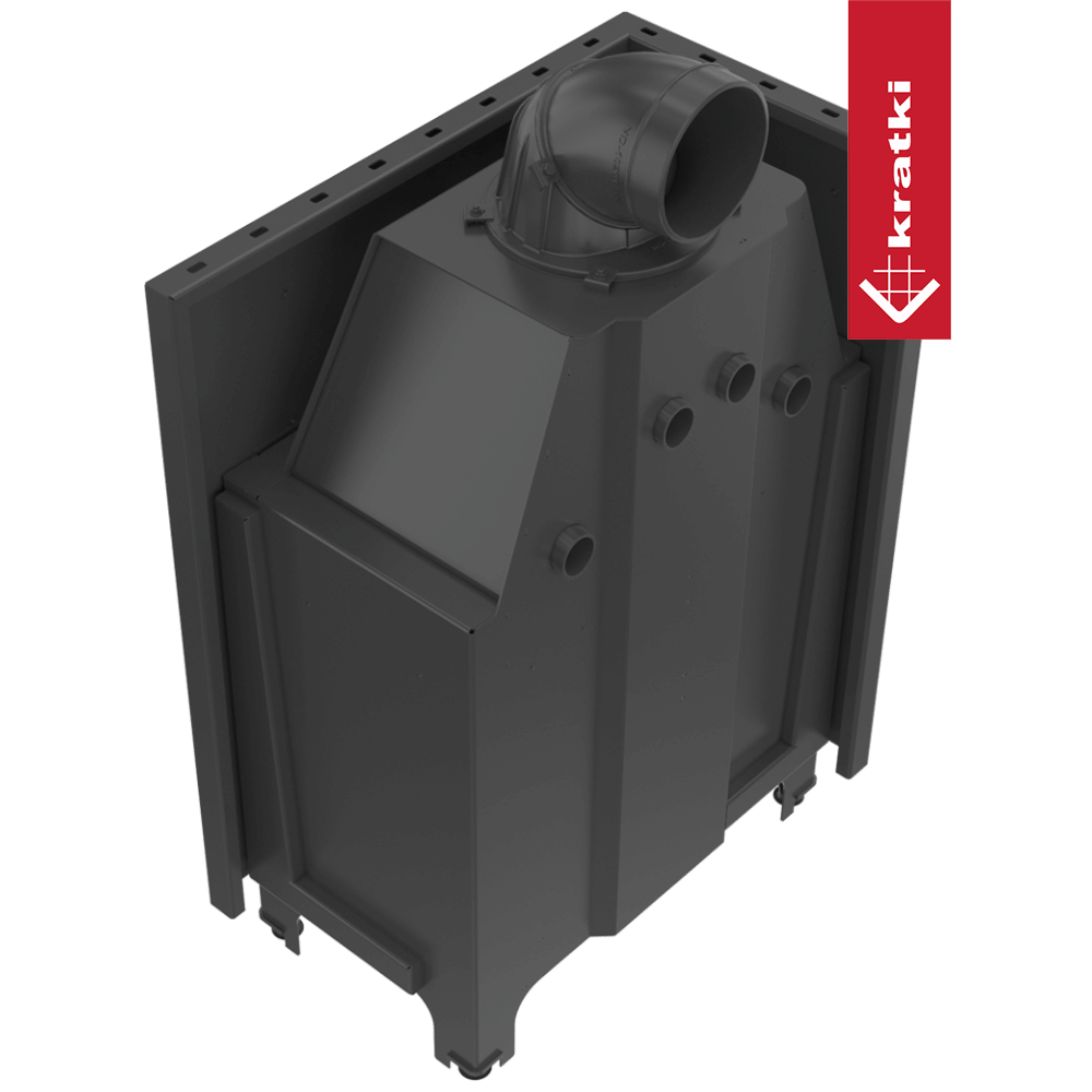 Kamineinsatz aus Stahl KRATKI MBO links 15 kW Ø 200 gebogenes Glas
