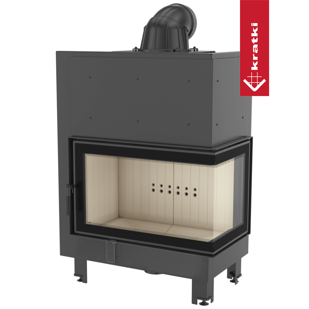 Kamineinsatz aus Stahl KRATKI MBO rechts 15 kW Ø 200 gebogenes Glas