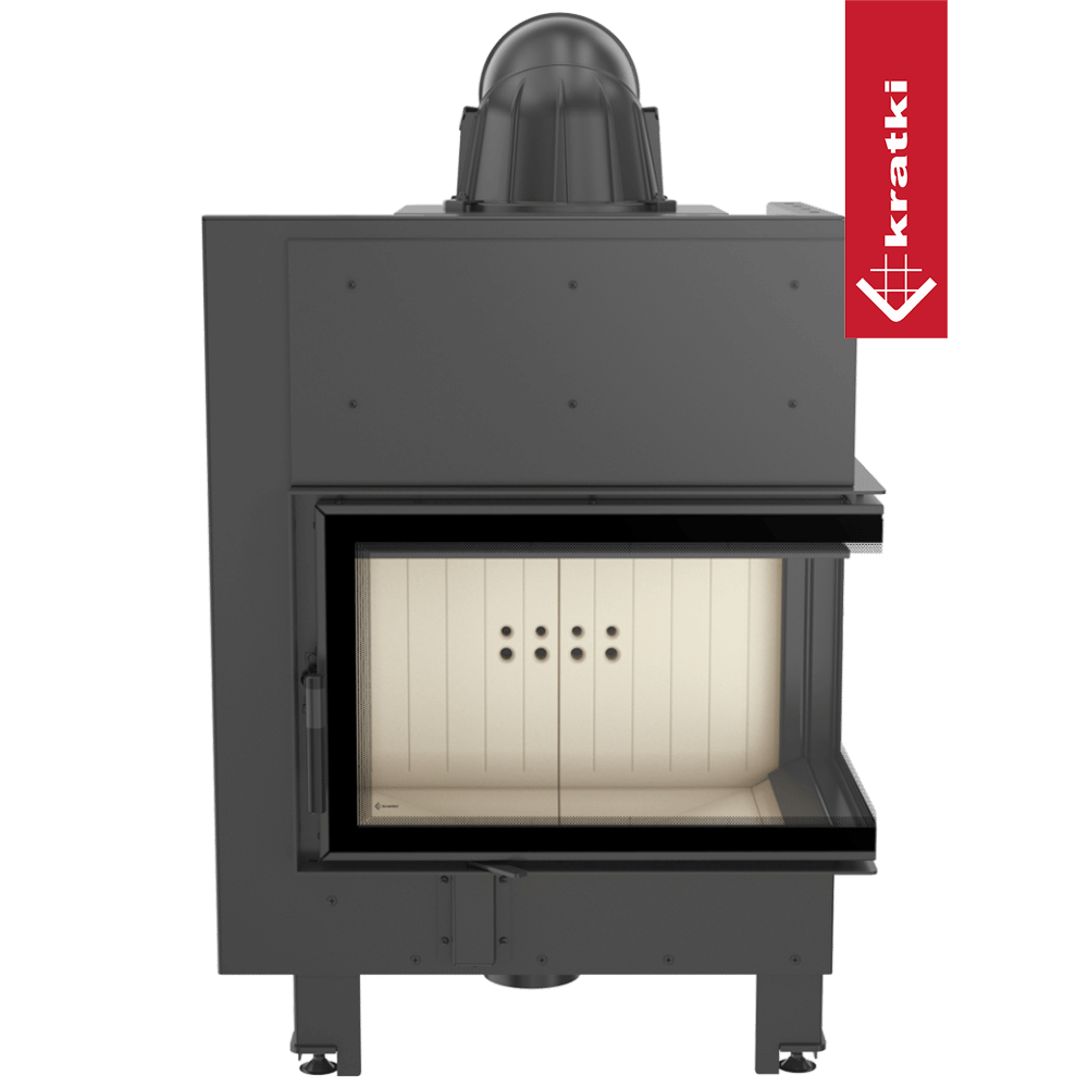 Kamineinsatz aus Stahl KRATKI MBM rechts 10 kW Ø 200 gebogenes Glas