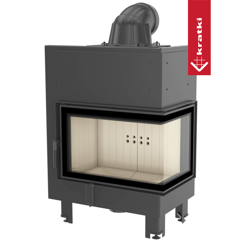 Kamineinsatz aus Stahl KRATKI MBM rechts 10 kW Ø 200 gebogenes Glas