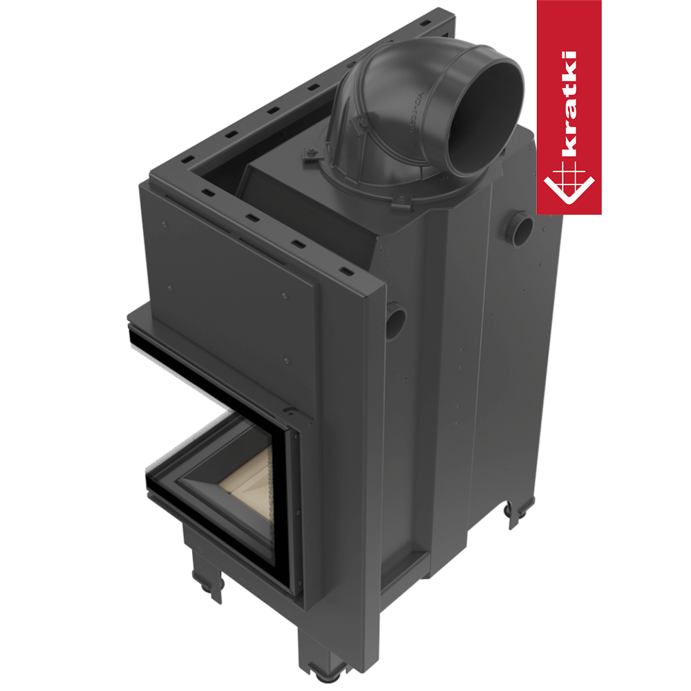 Kamineinsatz aus Stahl KRATKI MBM rechts 10 kW Ø 200 gebogenes Glas