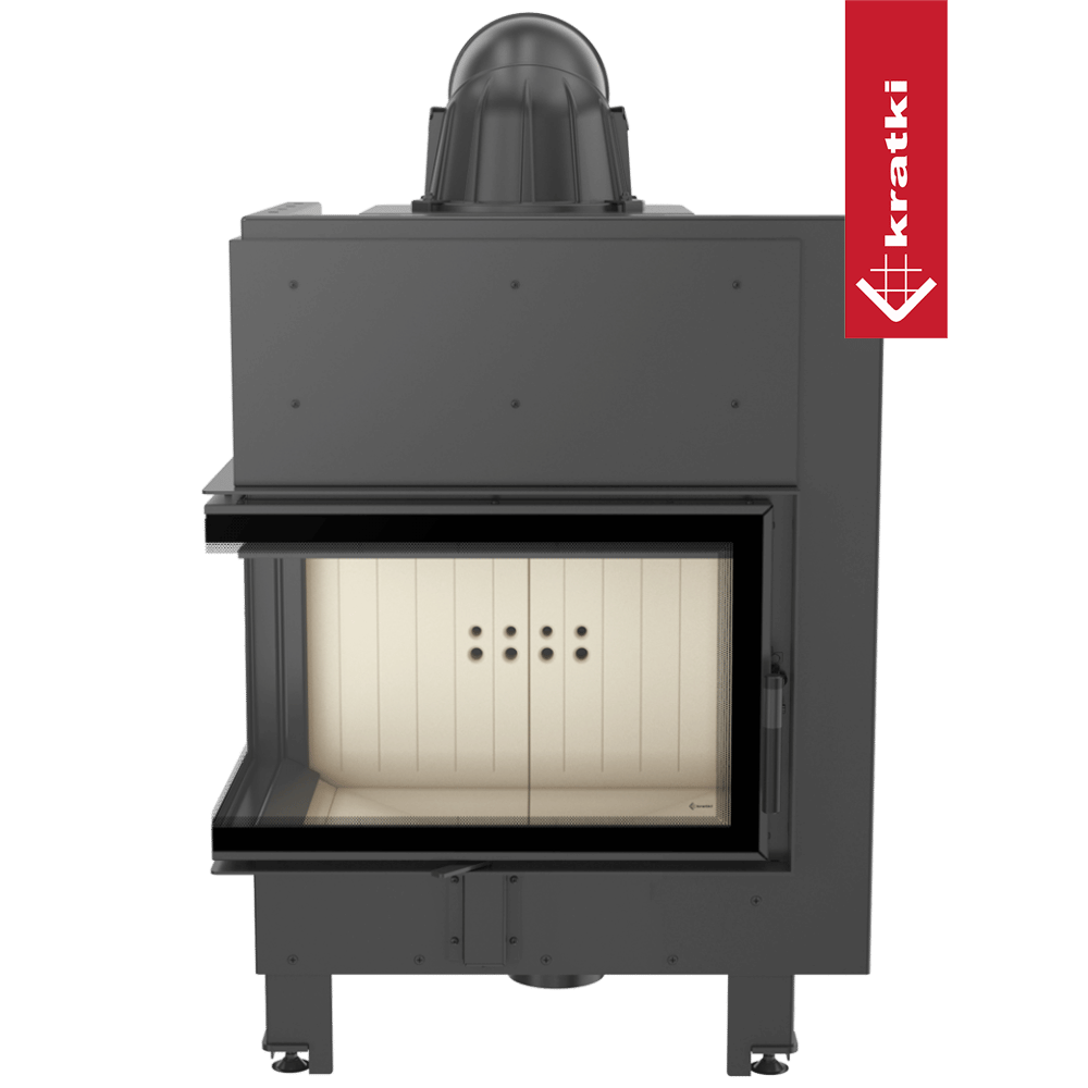 Kamineinsatz aus Stahl KRATKI MBM links 10 kW Ø 200 gebogenes Glas