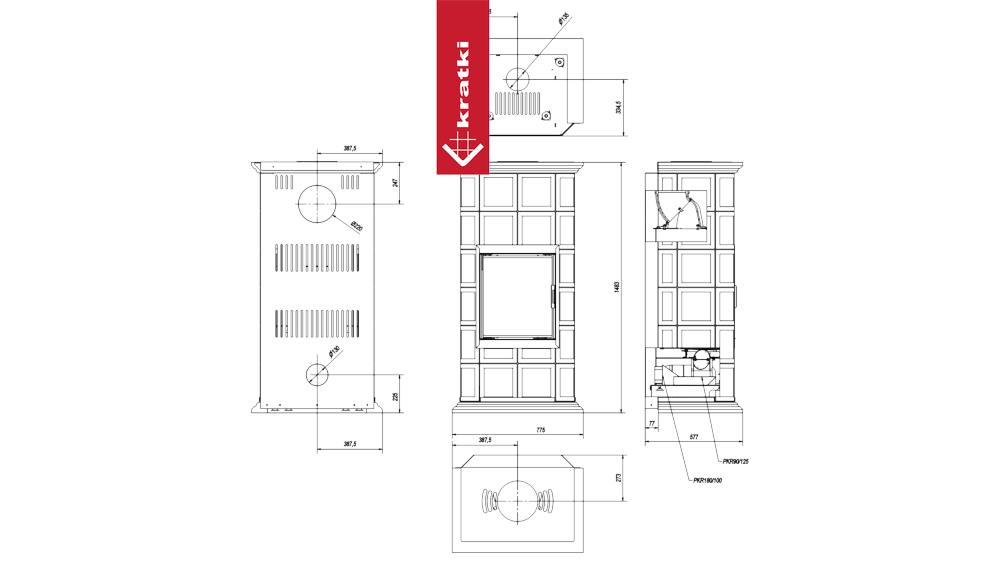 Kamineinsatz aus Stahl KRATKI NADIA MILANO 7 kW Ø 200
