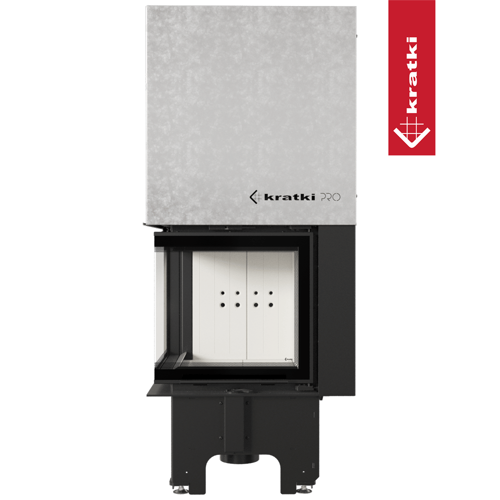 Kamineinsatz aus Stahl KRATKI VNL 480/480 8 kW Ø 200 mit Schiebetür