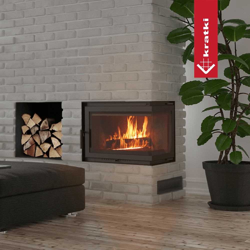 Kamineinsatz Gusseisen KRATKI SIMPLE rechts 8 kW Ø 150