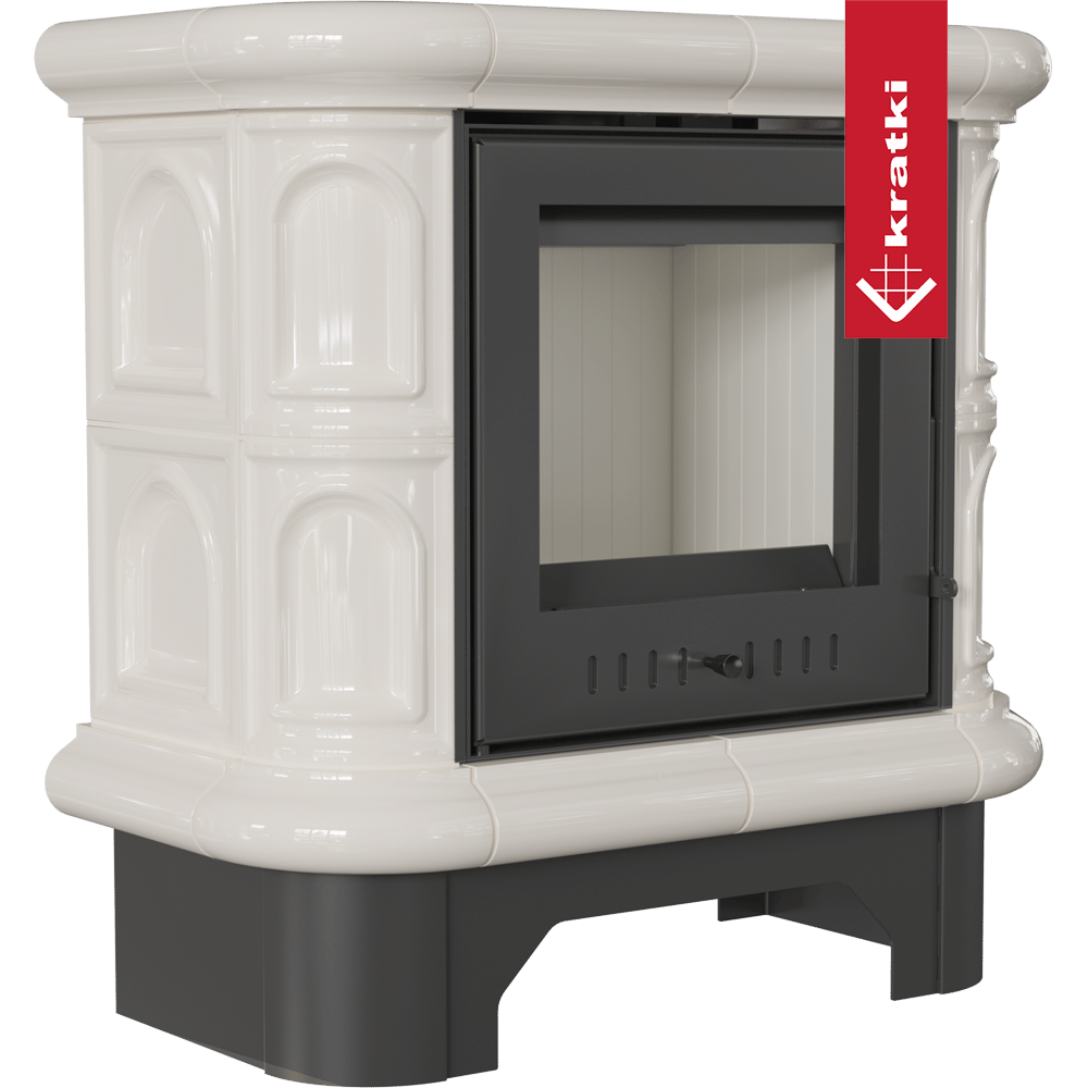 Kachelofen aus stahl KRATKI WK440 Ø 130 5,5 kW creme Kachel