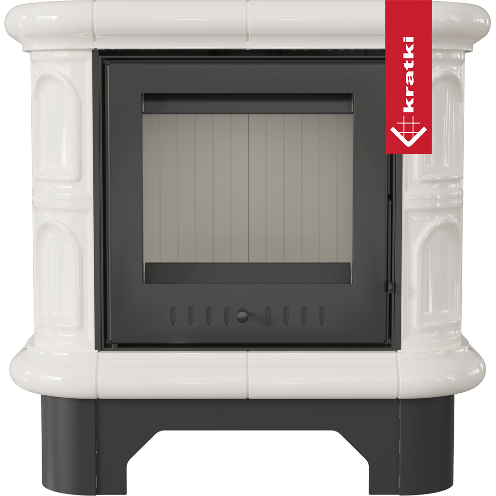 Kachelofen aus stahl KRATKI WK440 Ø 130 5,5 kW creme Kachel