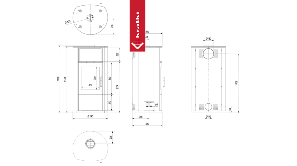 Kaminofen aus Stahl KRATKI EPSILON Ø 150 8 kW