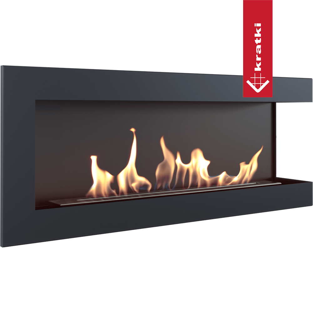 Wandkamin Bioethanol Eckkaminl DELTA rechts 120 cm TÜV