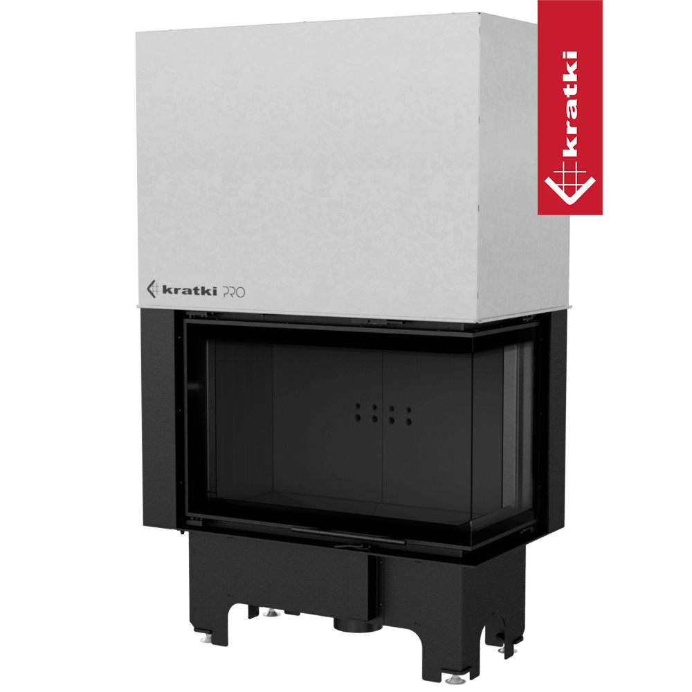 Kamineinsatz KRATKI VNP 810/410 14 kW Ø 200 mit Schiebetür schwarz Verkleidung
