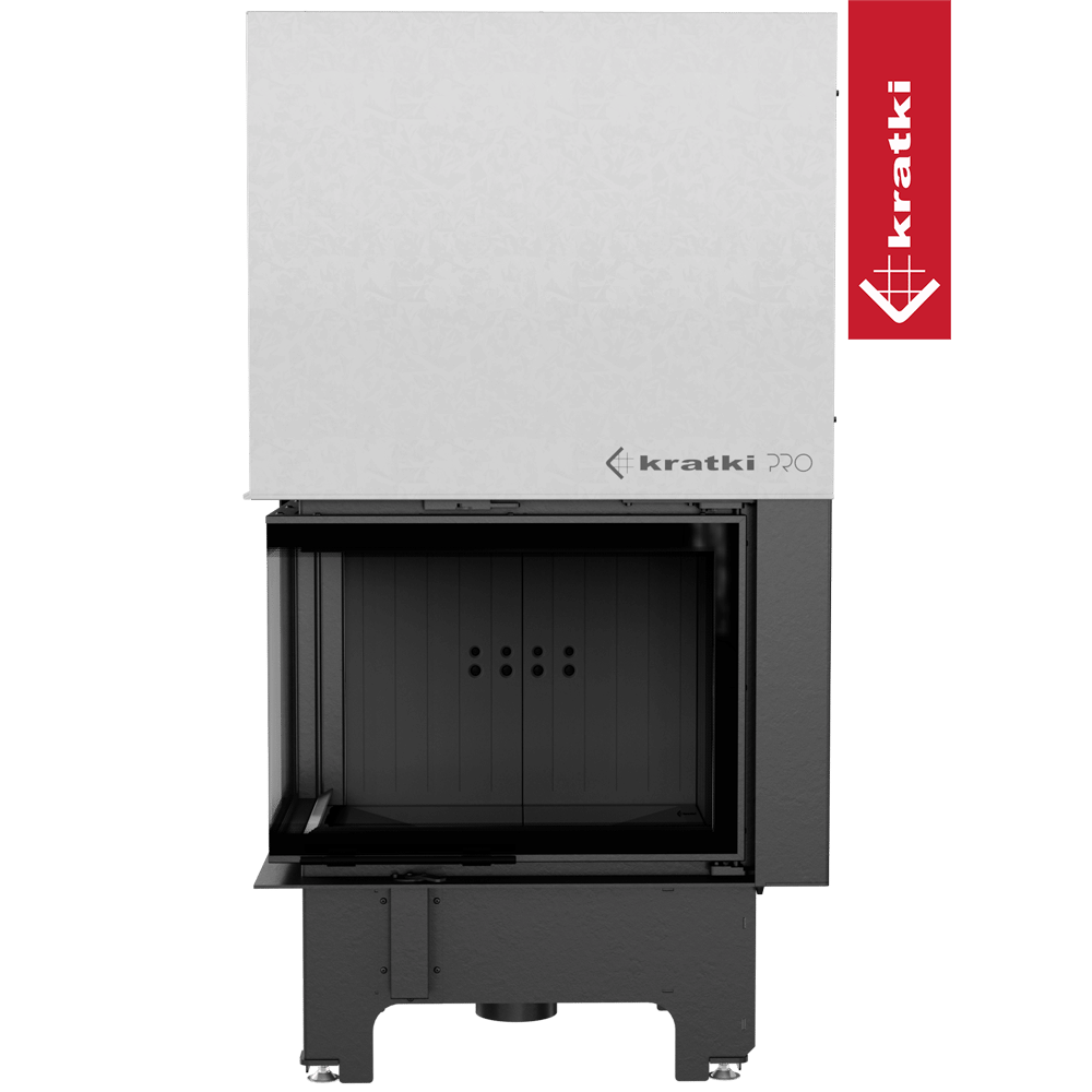 Kamineinsatz KRATKI VNL 700/480 12 kW Ø 200 mit Schiebetür schwarz Verkleidung