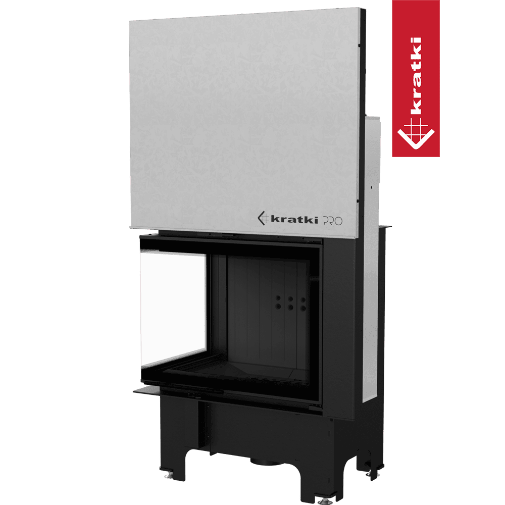 Kamineinsatz KRATKI VNL 700/480 12 kW Ø 200 mit Schiebetür schwarz Verkleidung