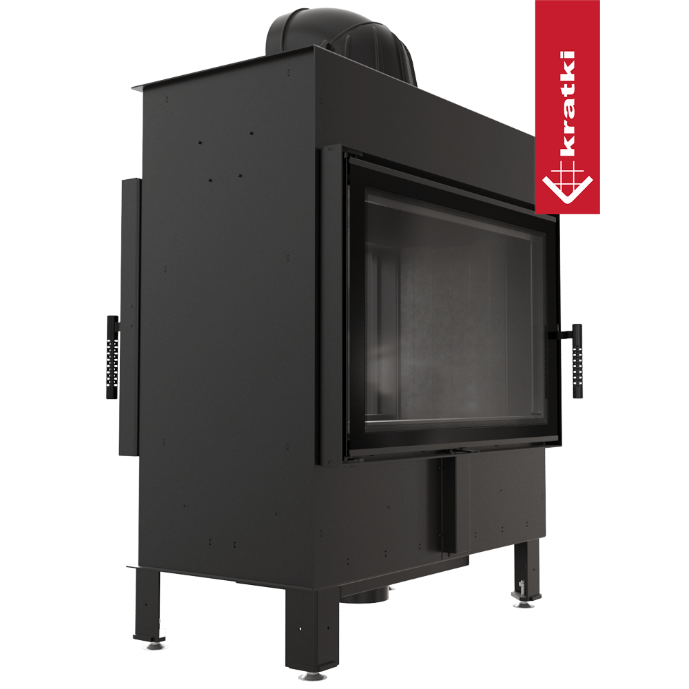 Kamineinsatz aus Stahl KRATKI LUCY TUNNEL 14 kW Ø 200 schwarz Verkleidung