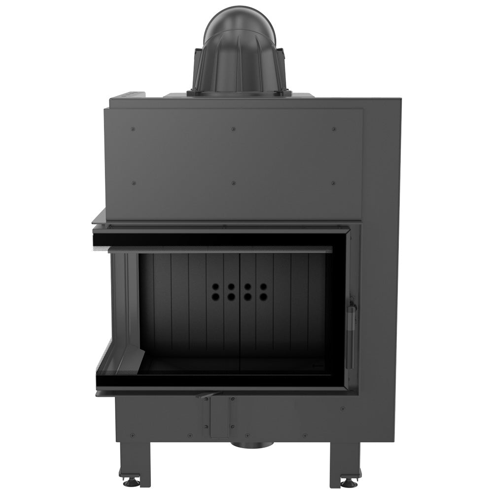 Kamineinsatz aus Stahl KRATKI MBM links 10 kW Ø 200 schwarz Verkleidung
