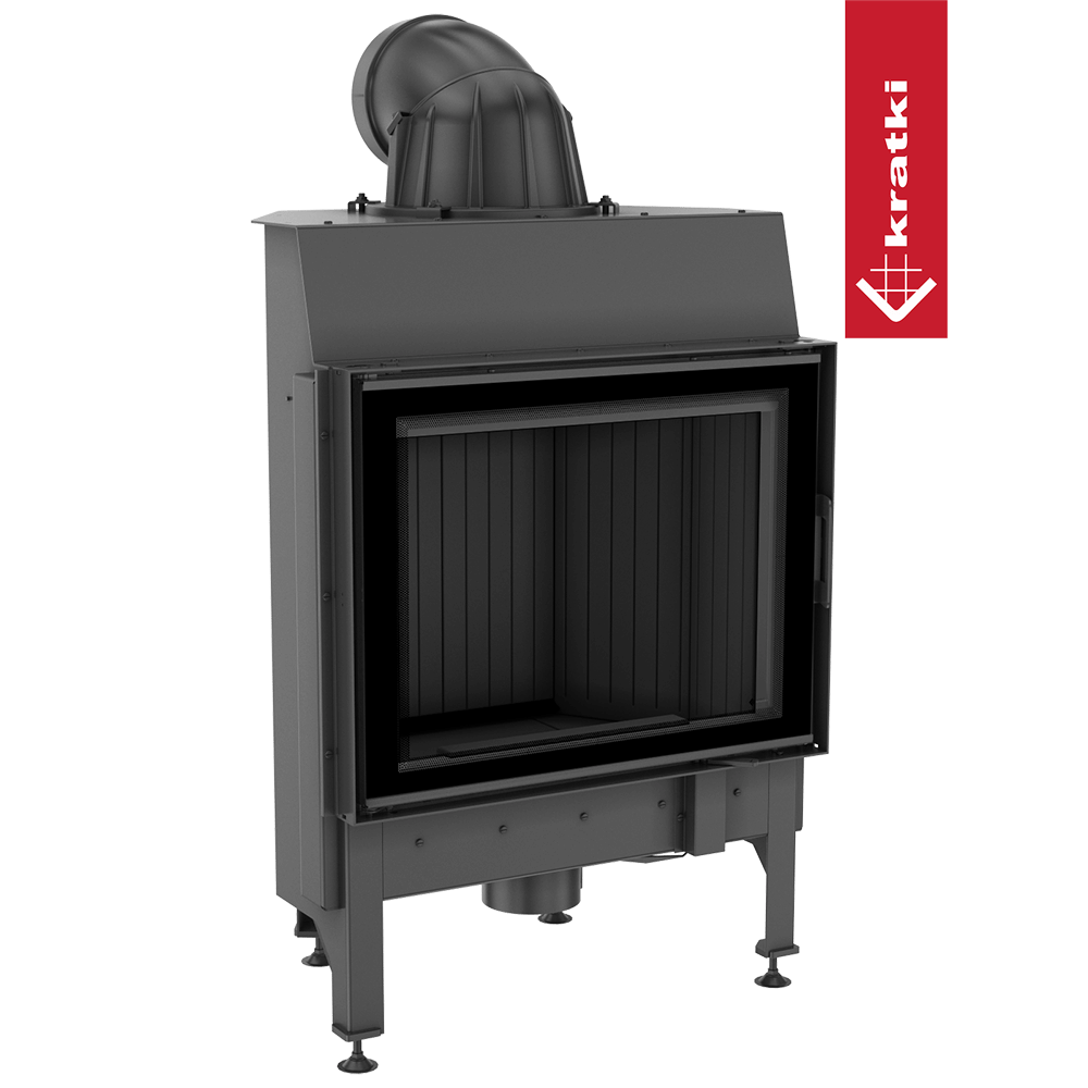 Kamineinsatz aus Stahl KRATKI NADIA 10 kW Ø 200 schwarz Verkleidung