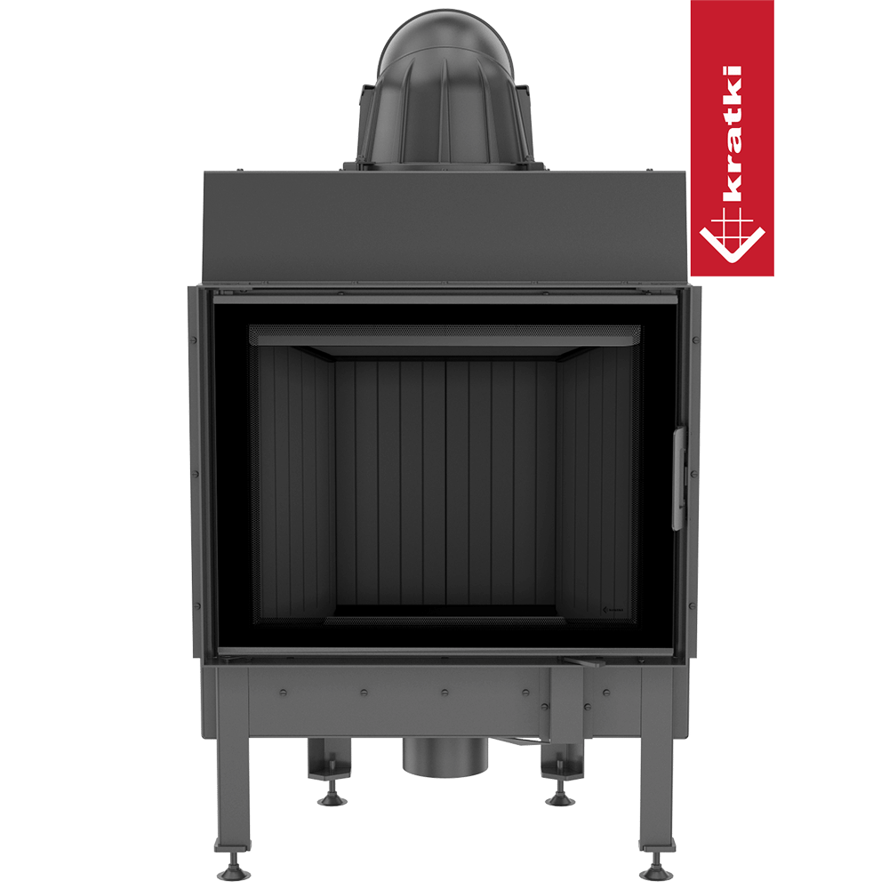 Kamineinsatz aus Stahl KRATKI NADIA 10 kW Ø 200 schwarz Verkleidung