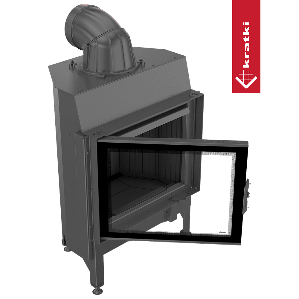 Kamineinsatz aus Stahl KRATKI NADIA 10 kW Ø 200 schwarz Verkleidung