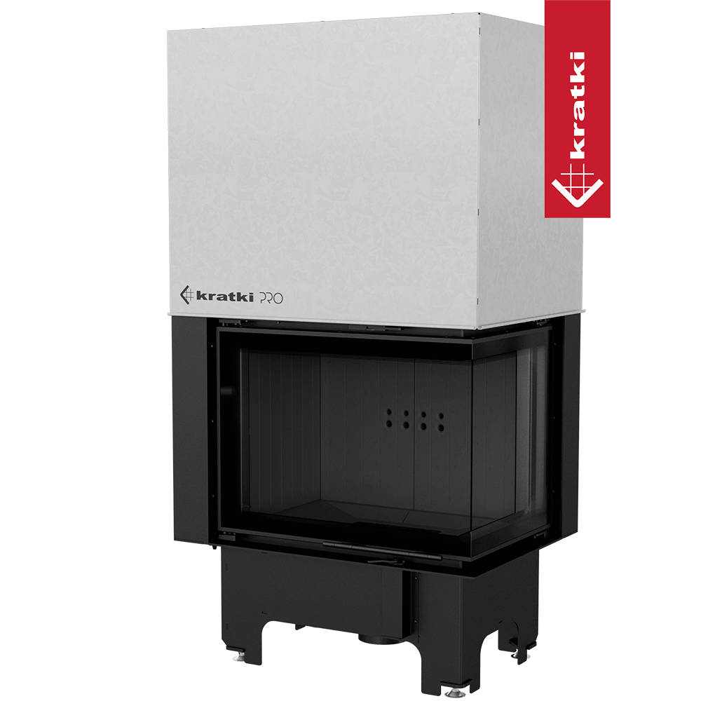 Kamineinsatz KRATKI VNP 700/480 12 kW Ø 200 mit Schiebetür schwarz Verkleidung