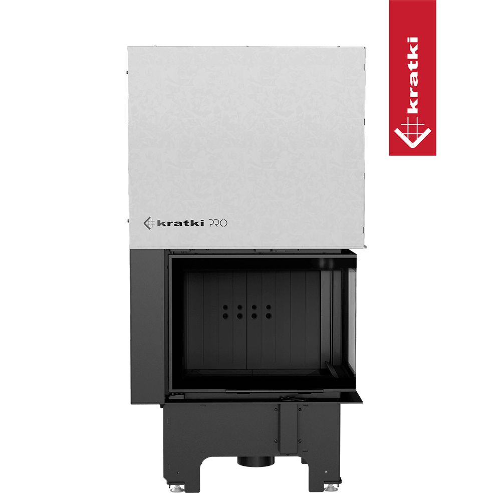 Kamineinsatz aus Stahl KRATKI VNP 610/430 9kW Ø200 mit Schiebetür schwarz Verkleidung
