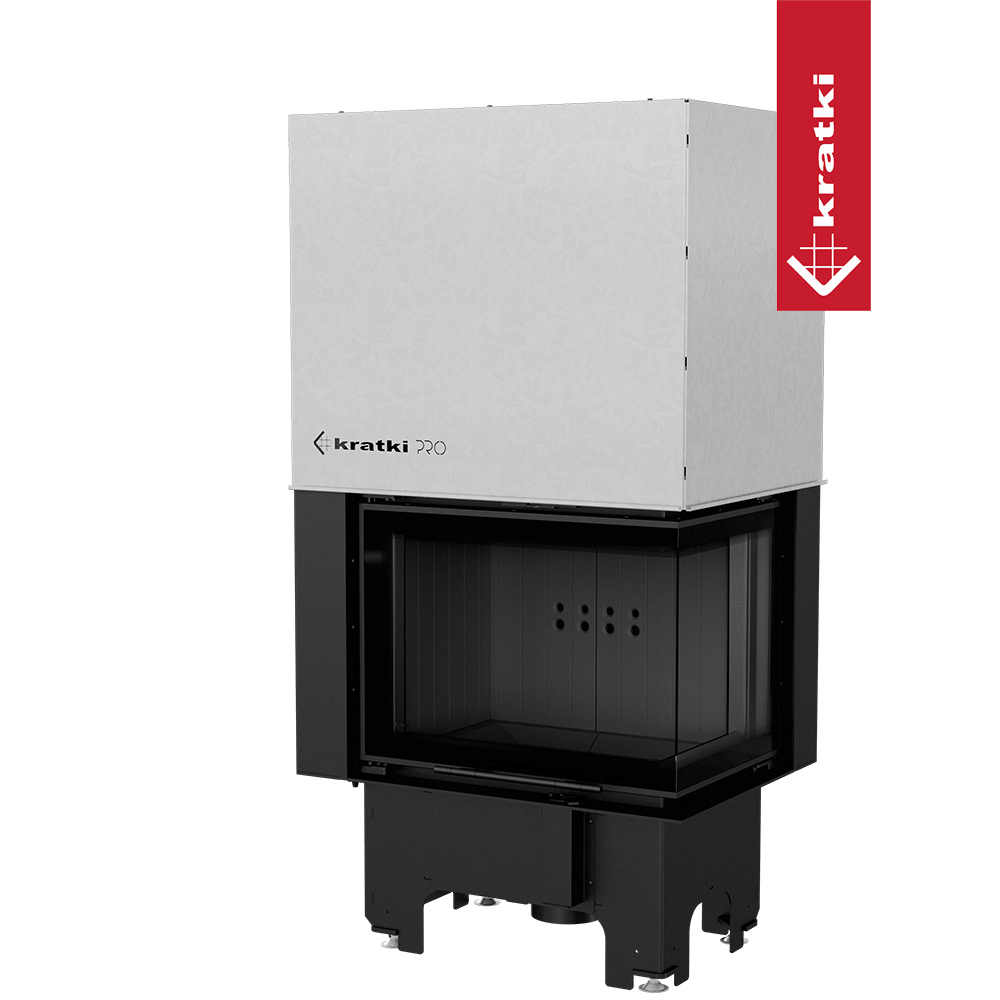 Kamineinsatz aus Stahl KRATKI VNP 610/430 9kW Ø200 mit Schiebetür schwarz Verkleidung