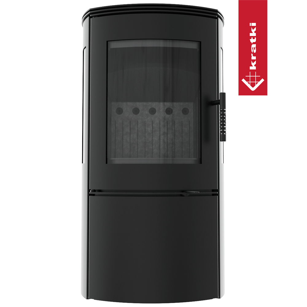 Kaminofen aus Stahl KRATKI FALCON VIEW Ø 150 10 kW schwarz Verkleidung