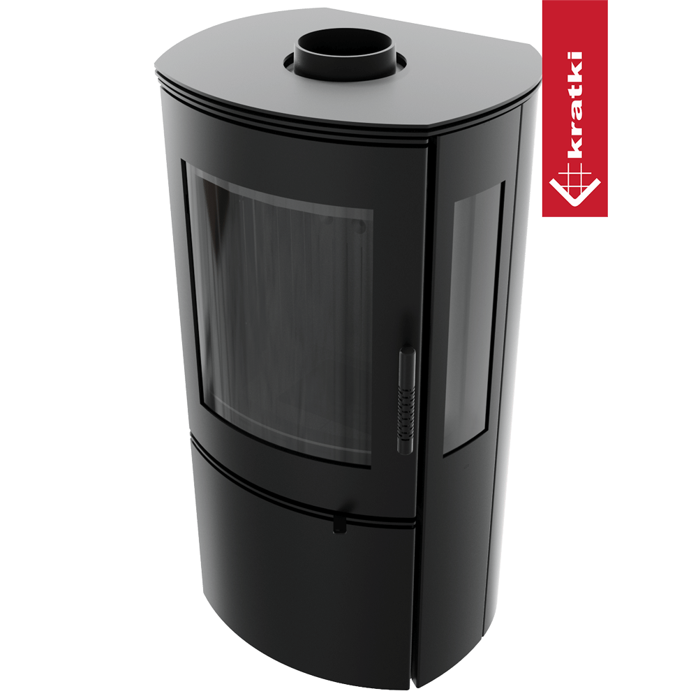 Kaminofen aus Stahl KRATKI FALCON VIEW Ø 150 10 kW schwarz Verkleidung