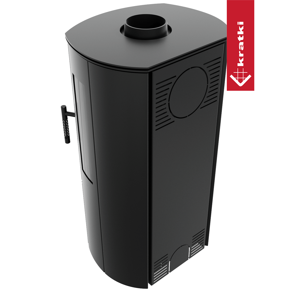 Kaminofen aus Stahl KRATKI FALCON VIEW Ø 150 10 kW schwarz Verkleidung