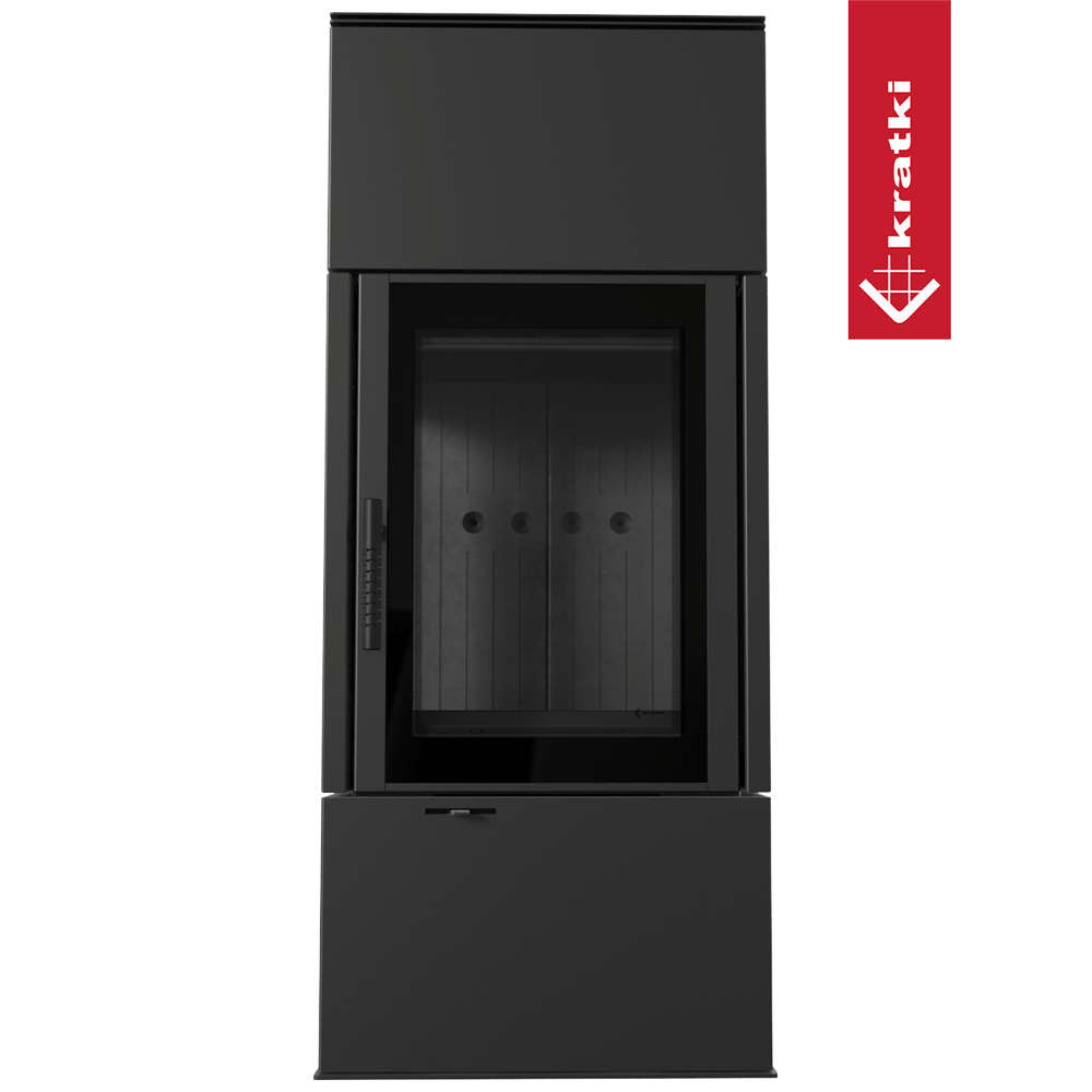 Kaminofen aus Stahl KRATKI THOR VIEW Ø 150 8 kW schwarz Verkleidung