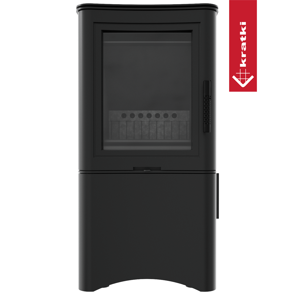 Kaminofen aus Stahl KRATKI K5 Ø 150 7 kW regal für holz mit Tür schwarz Verkleidung