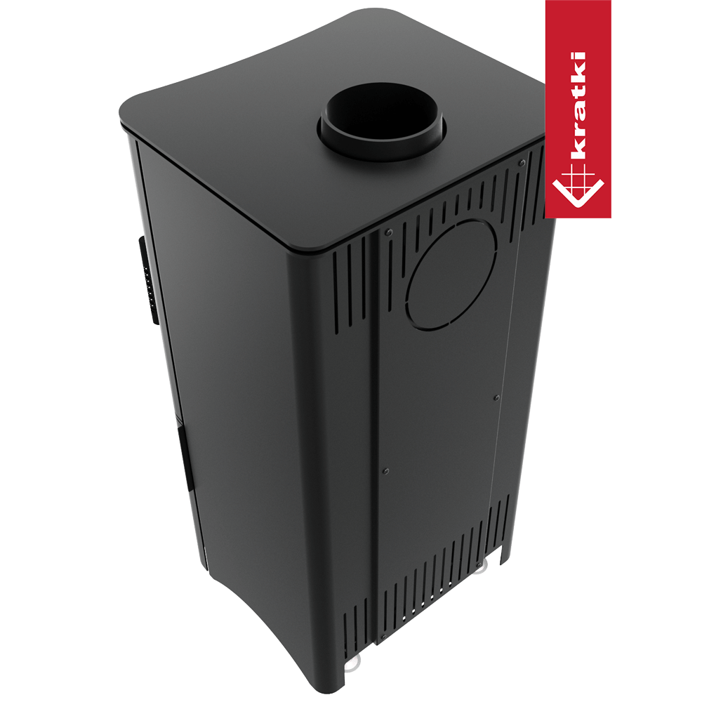 Kaminofen aus Stahl KRATKI K5 Ø 150 7 kW regal für holz mit Tür schwarz Verkleidung