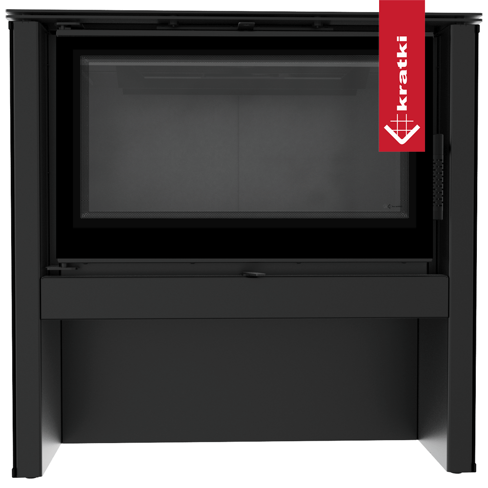 Kaminofen aus Stahl KRATKI JUNO 12 kW Ø 160 schwarzes Paneel schwarz Verkleidung