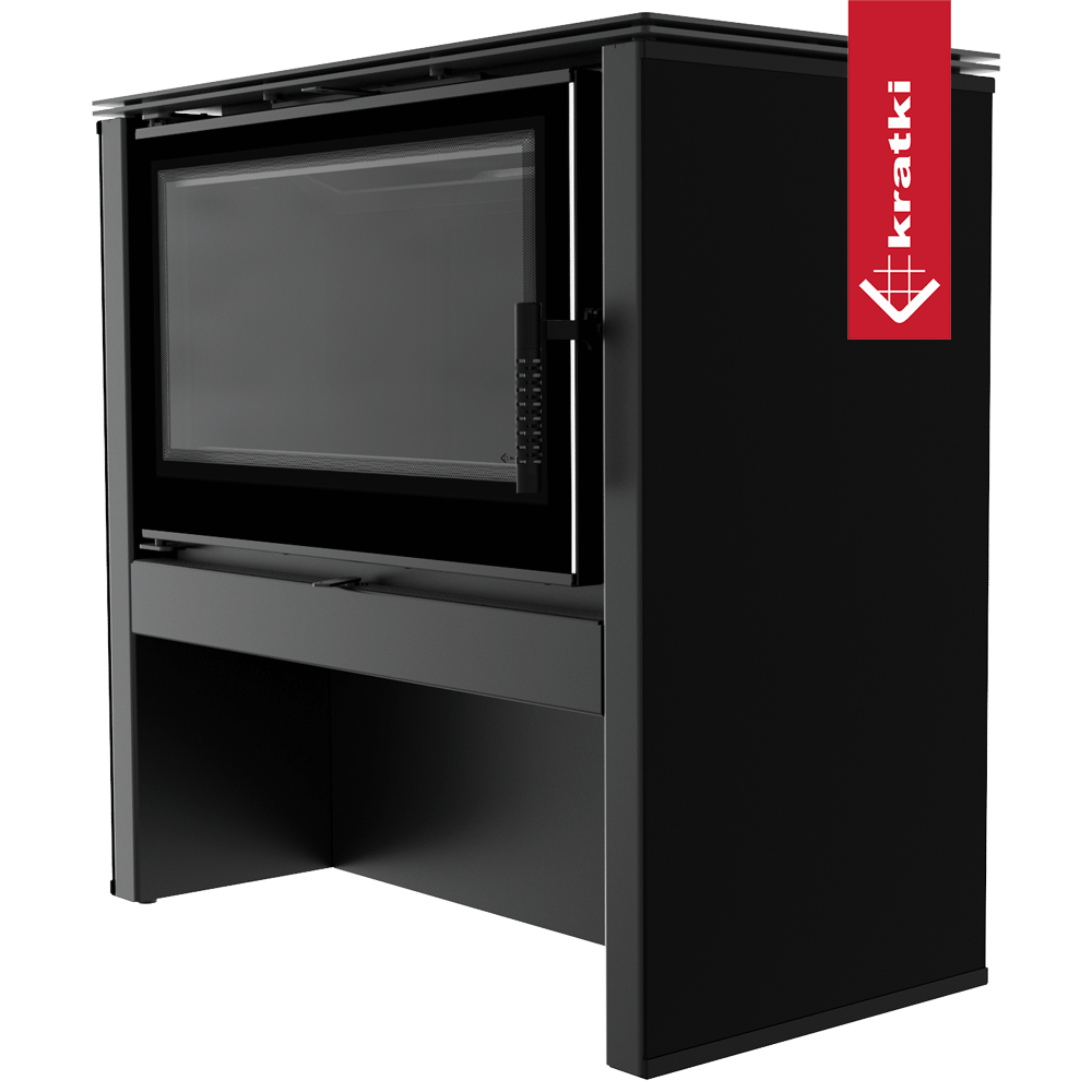 Kaminofen aus Stahl KRATKI JUNO 12 kW Ø 160 schwarzes Paneel schwarz Verkleidung