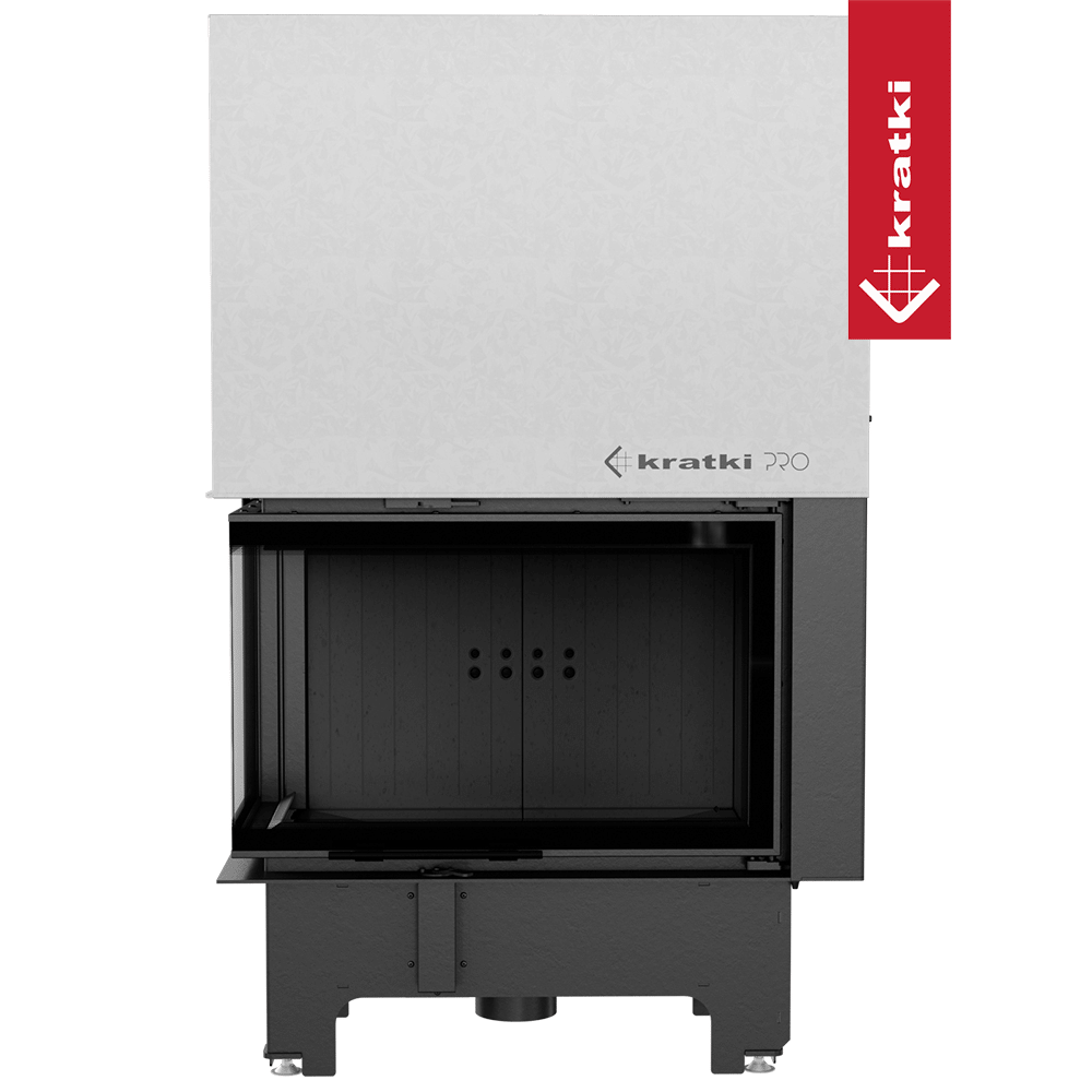 Kamineinsatz KRATKI VNL 810/410 14 kW Ø 200 mit Schiebetür schwarz Verkleidung