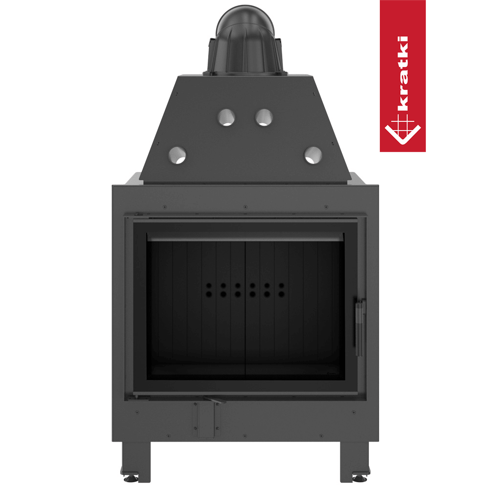 Kamineinsatz aus Stahl KRATKI MBA 17 kW Ø 200 schwarz Verkleidung