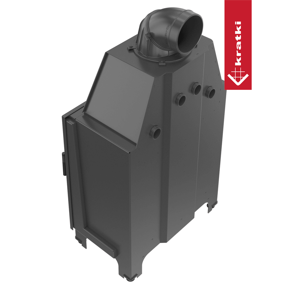 Kamineinsatz aus Stahl KRATKI MBA 17 kW Ø 200 schwarz Verkleidung