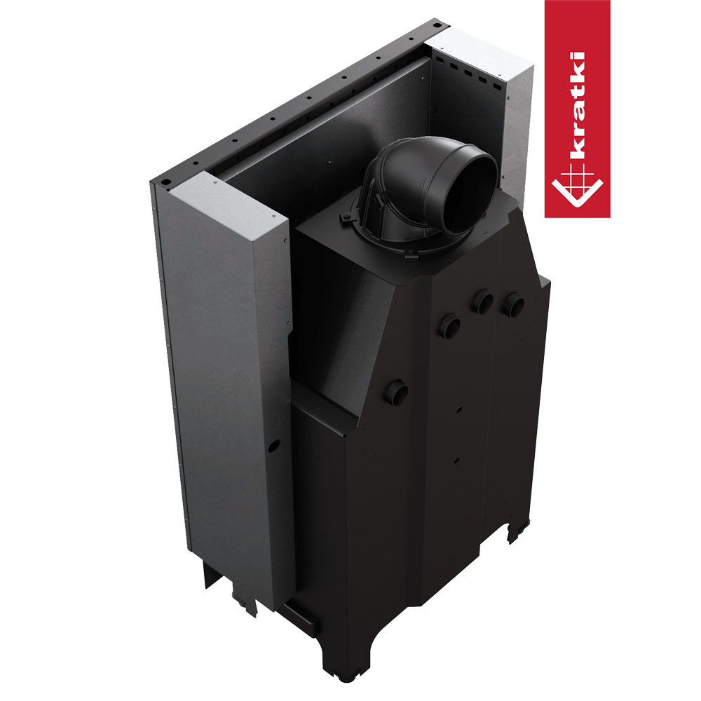 Kamineinsatz aus Stahl KRATKI MBM 10 kW Ø 200 mit Schiebetür schwarz Verkleidung