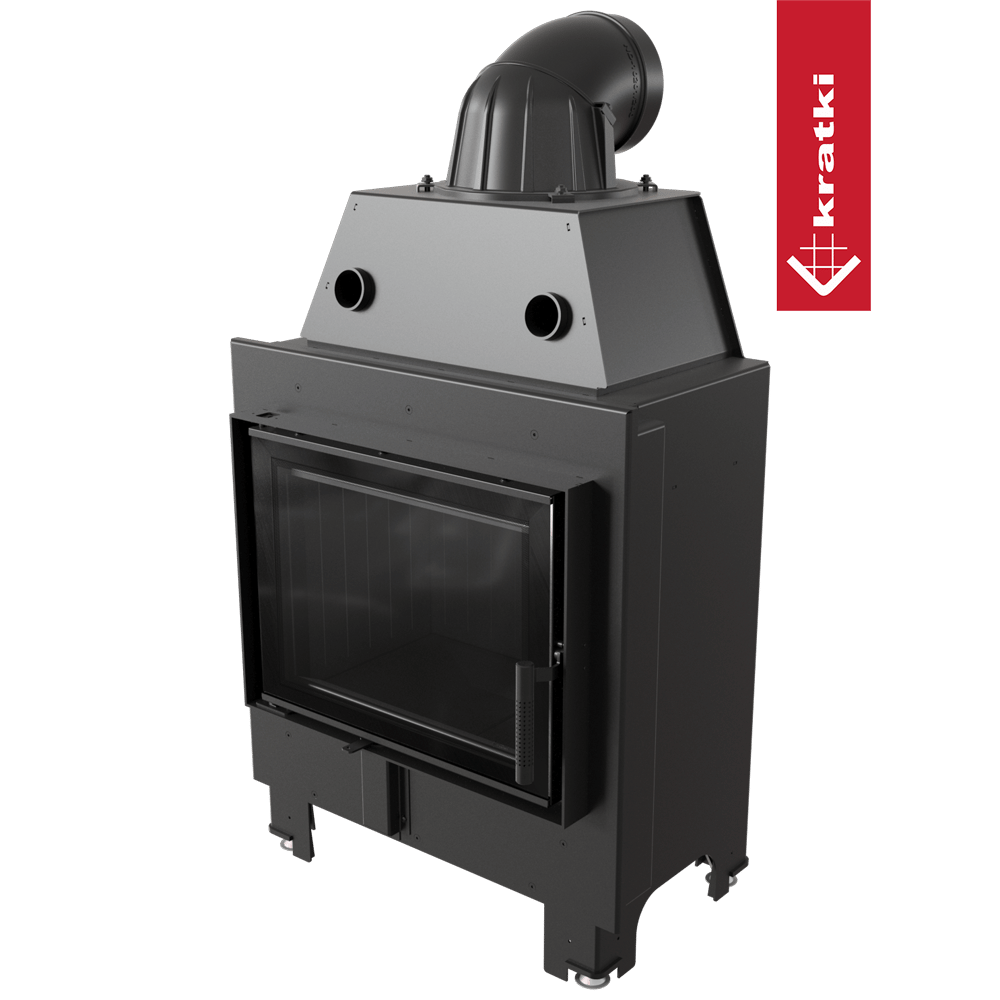 Kamineinsatz aus Stahl KRATKI MBM 10 kW Ø 200 schwarz Verkleidung