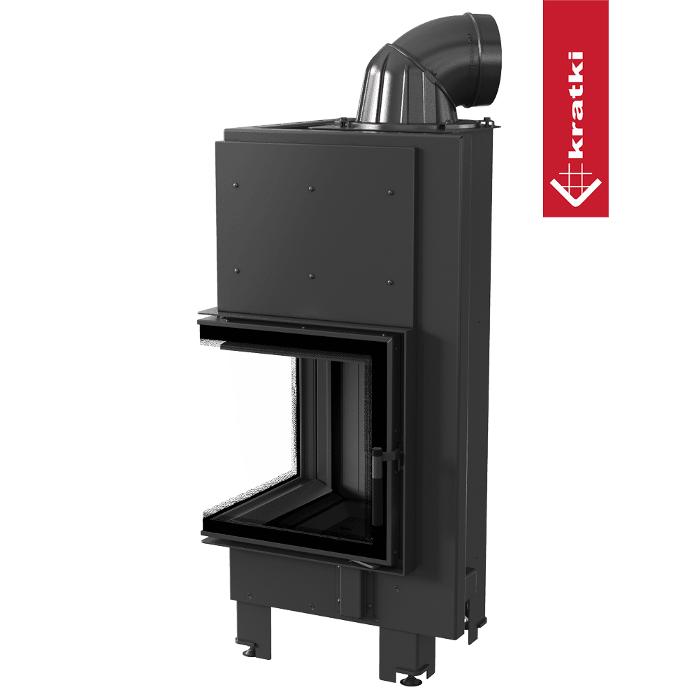 Kamineinsatz aus Stahl KRATKI MBN links 8 kW Ø 200 schwarz Verkleidung