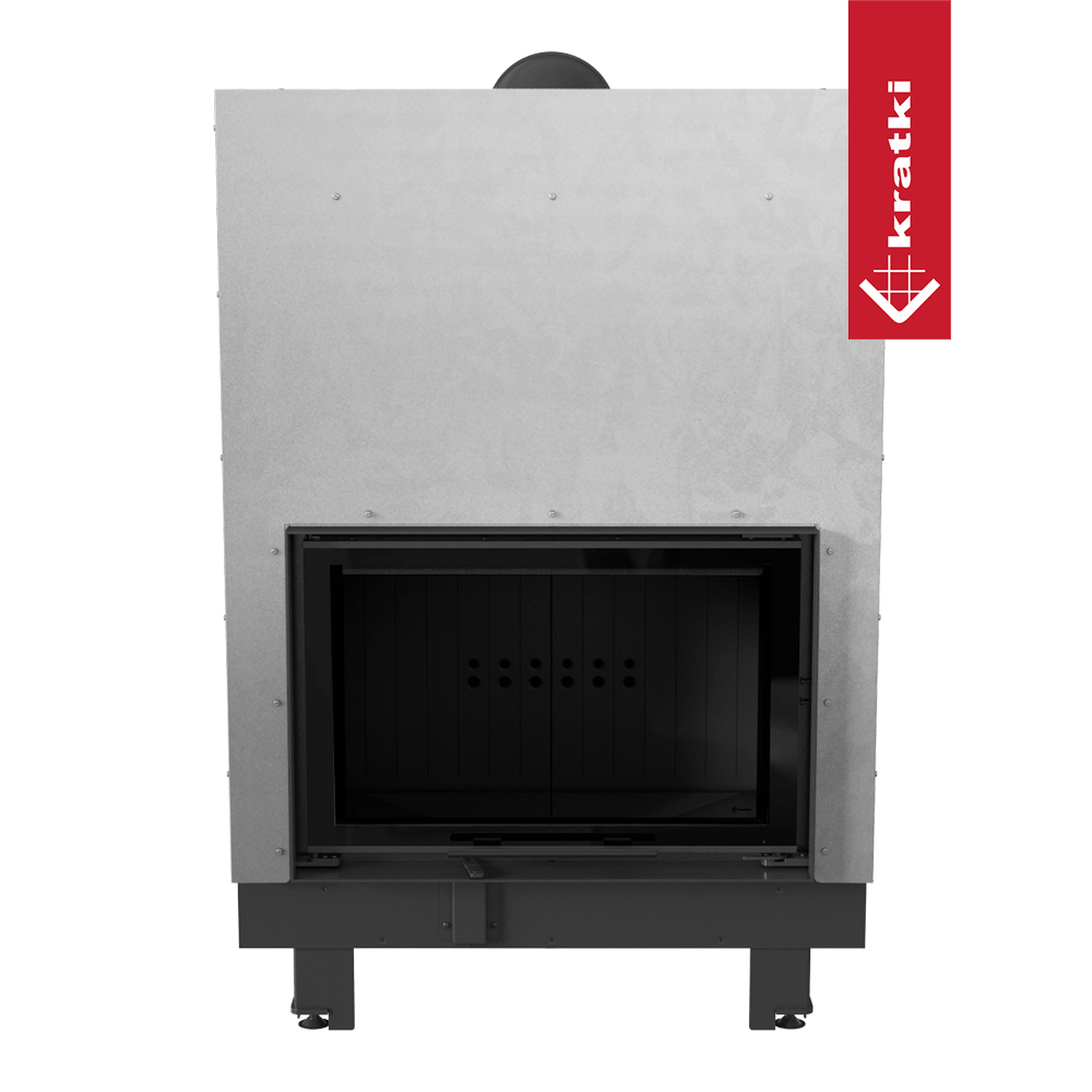 Kamineinsatz aus Stahl KRATKI MBO 15 kW Ø 200 mit Schiebetür schwarz Verkleidung