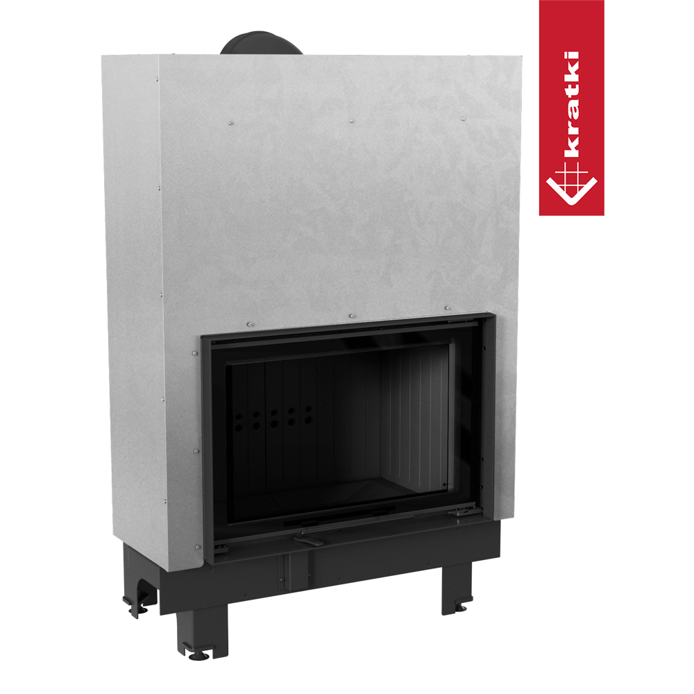 Kamineinsatz aus Stahl KRATKI MBO 15 kW Ø 200 mit Schiebetür schwarz Verkleidung