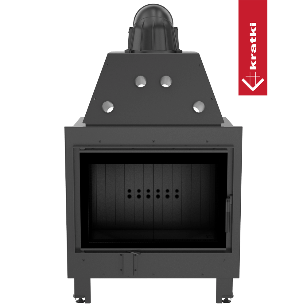Kamineinsatz aus Stahl KRATKI MBO 15 kW Ø 200 schwarz Verkleidung