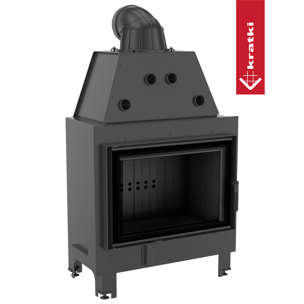Kamineinsatz aus Stahl KRATKI MBO 15 kW Ø 200 schwarz Verkleidung
