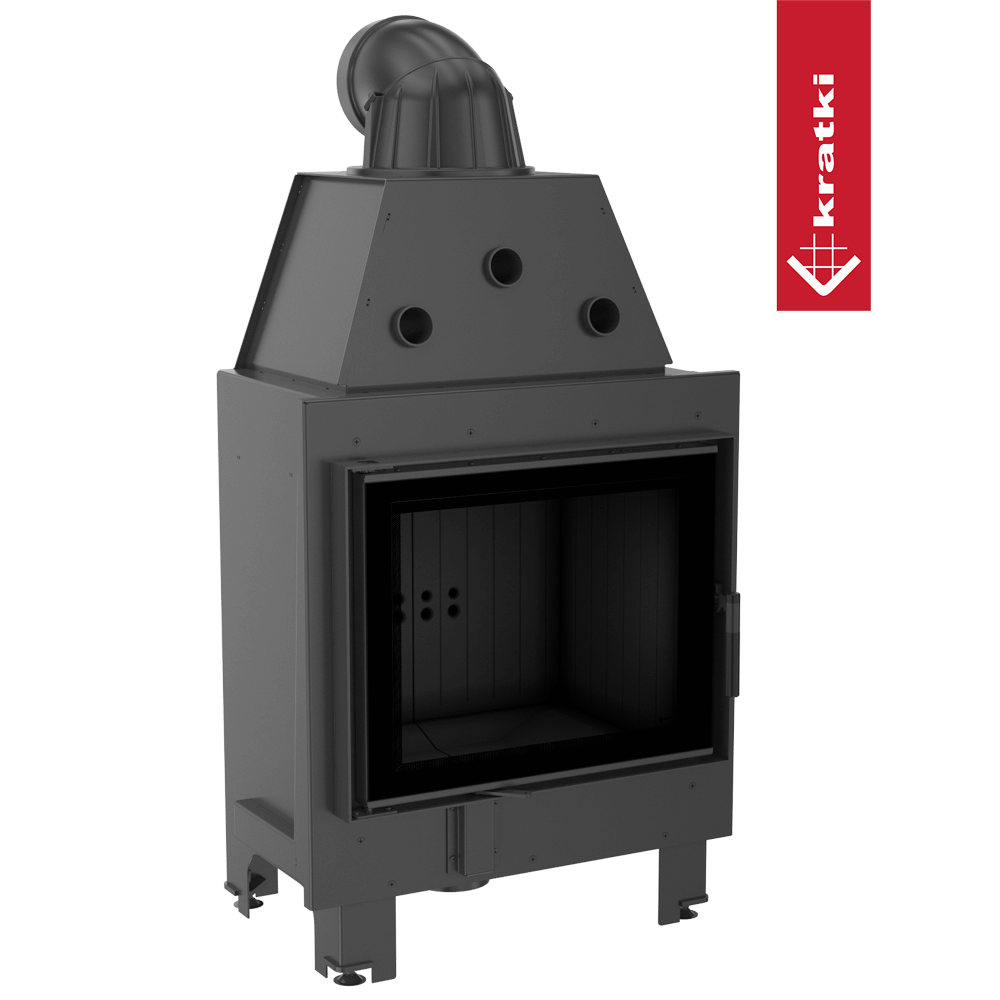 Kamineinsatz aus Stahl KRATKI MBZ 13 kW Ø 200 schwarz Verkleidung