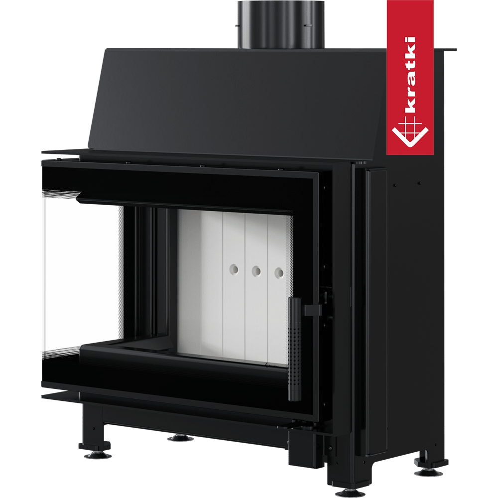 Kamineinsatz aus Stahl KRATKI SIMPLE links 6 kW Ø 150