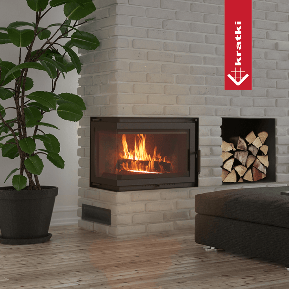 Kamineinsatz Gusseisen KRATKI SIMPLE links 8 kW Ø 180
